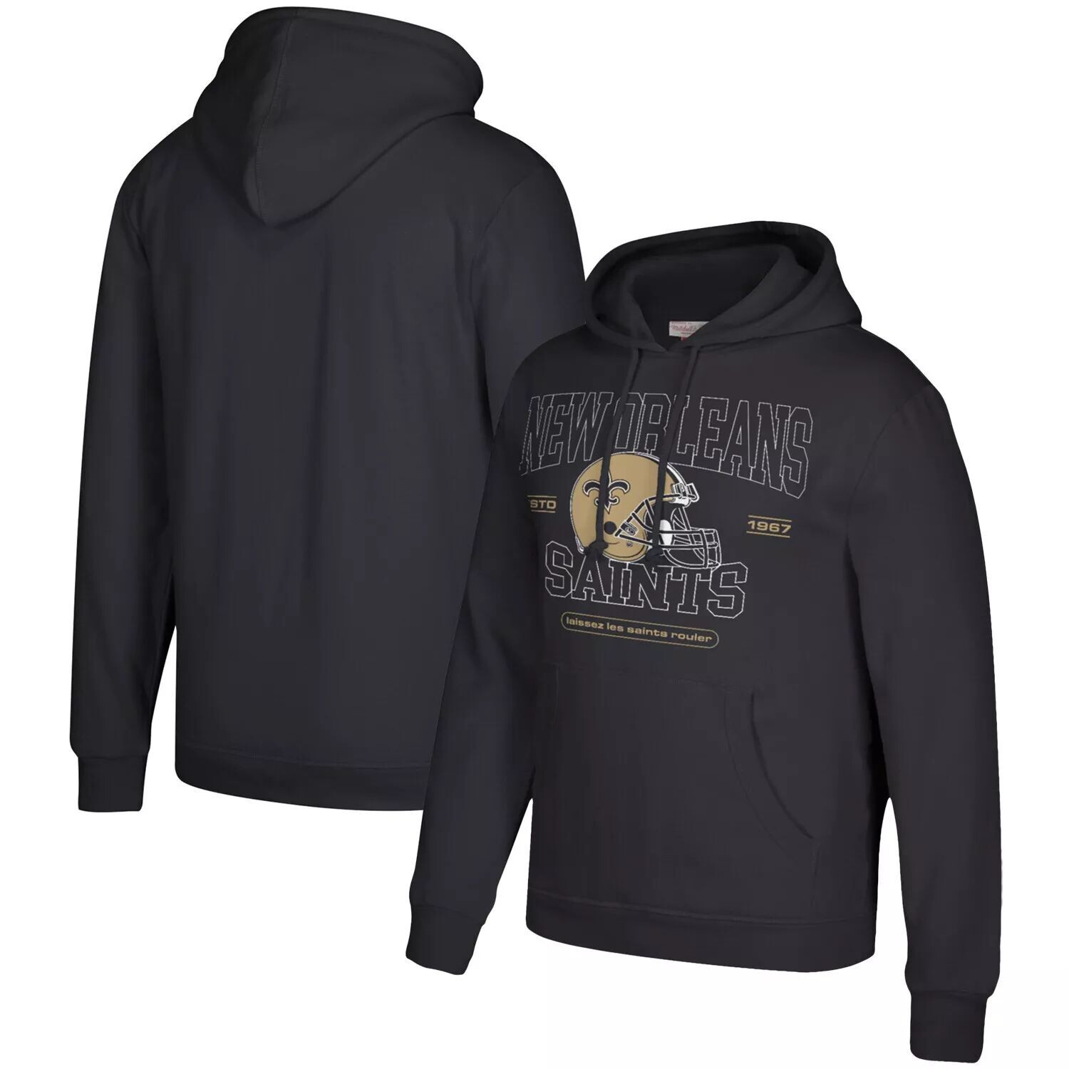 

Мужской черный пуловер с капюшоном и классическим шлемом Mitchell & Ness New Orleans Saints