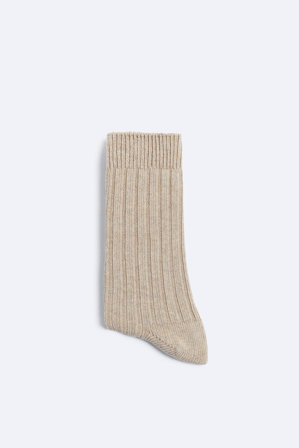 Носки в ребрику ZARA, бежевый носки в ребрику zara серый