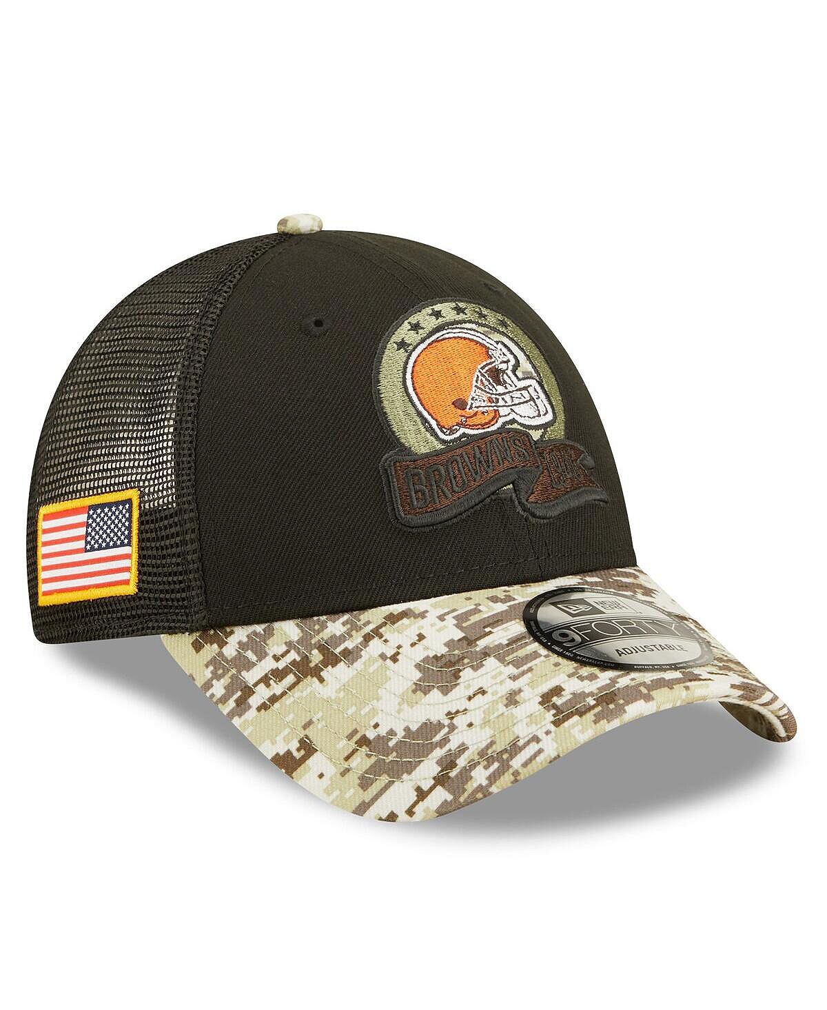 

Кепка Snapback Trucker 9FORTY для юношей черного и камуфляжного цвета Cleveland Browns 2022 Salute To Service New Era