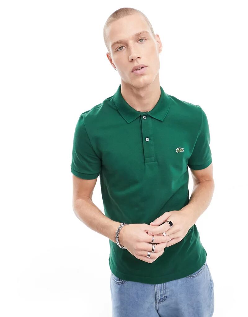 цена Темно-зеленая рубашка-поло с логотипом Lacoste