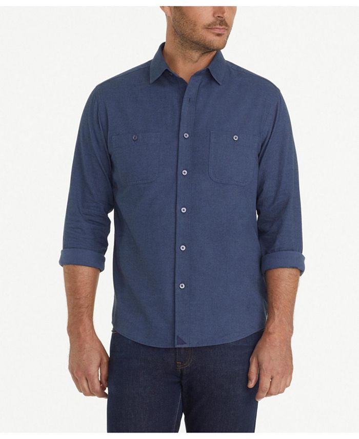 Мужская приталенная фланелевая рубашка Hemsworth на пуговицах UNTUCKit, синий цена и фото