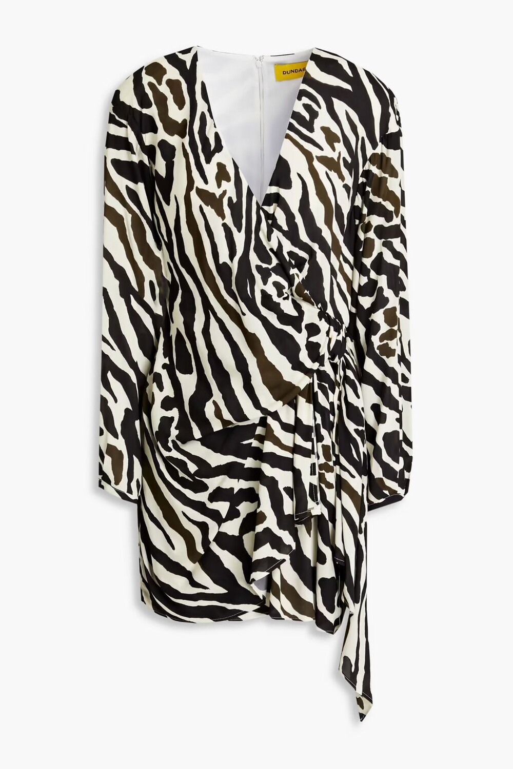 

Драпированное платье мини из крепа с зебровым принтом и запахом Dundas, цвет Animal print