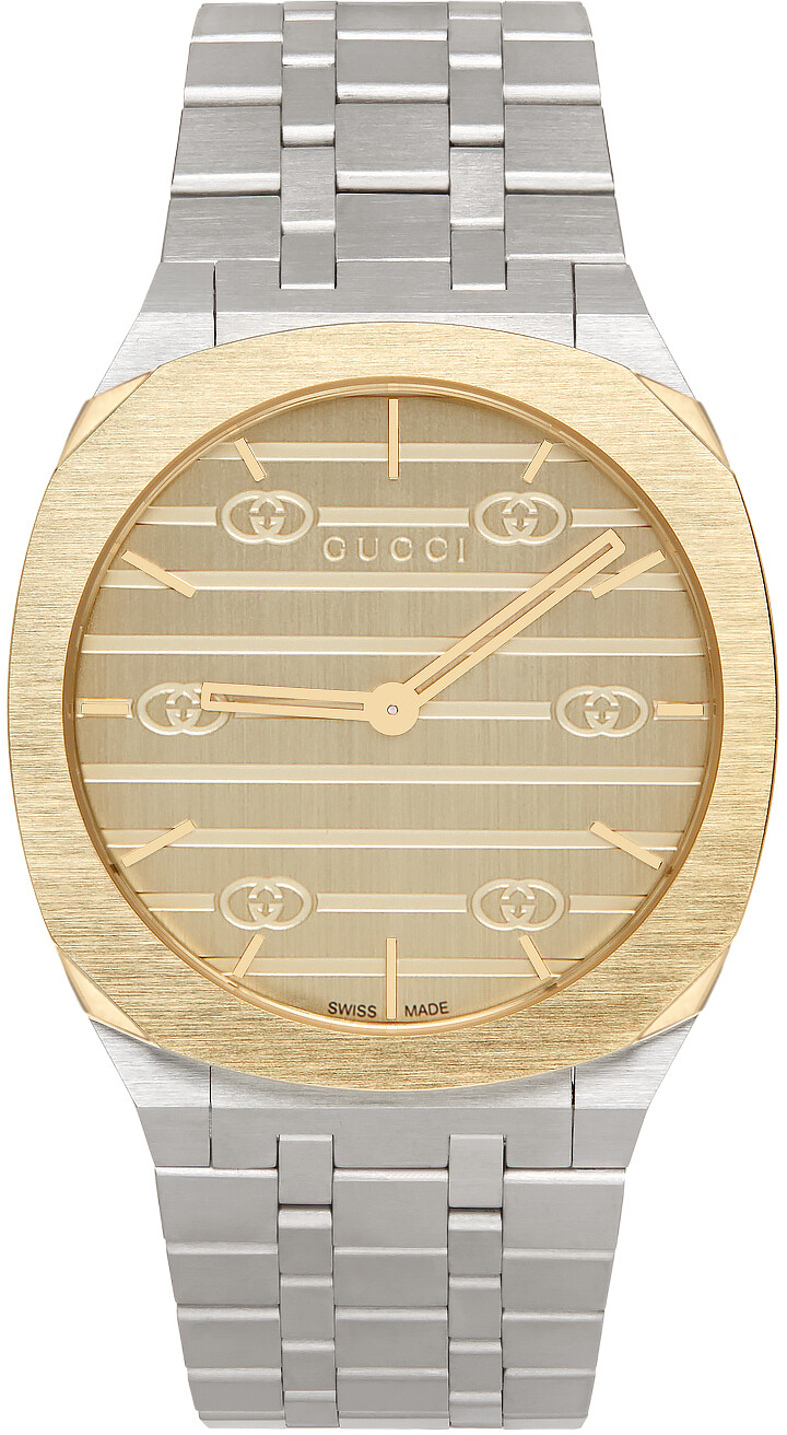 

Серебряные и золотые часы 34 мм 25H Gucci
