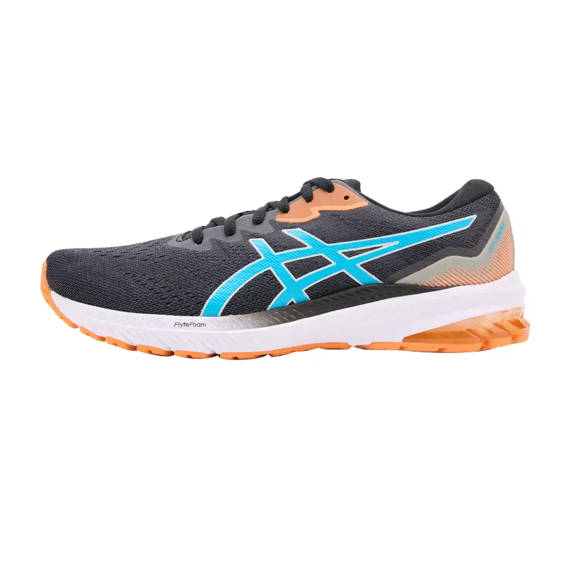 

Кроссовки спортивные мужские Asics GT-1000 11 с дышащей опорой и амортизацией, черный / голубой / оранжевый