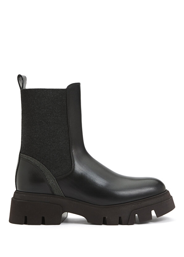 Черные женские кожаные ботинки Brunello Cucinelli женские кожаные ботинки из норки с микрокамнями brunello cucinelli