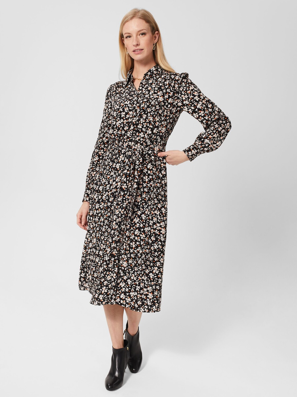 

Платье свободного кроя Hobbs Petite Morgen, черное, Черный