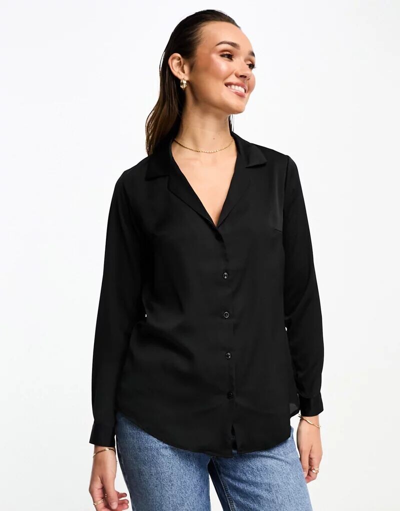 

Черная атласная рубашка ASOS Ultimate