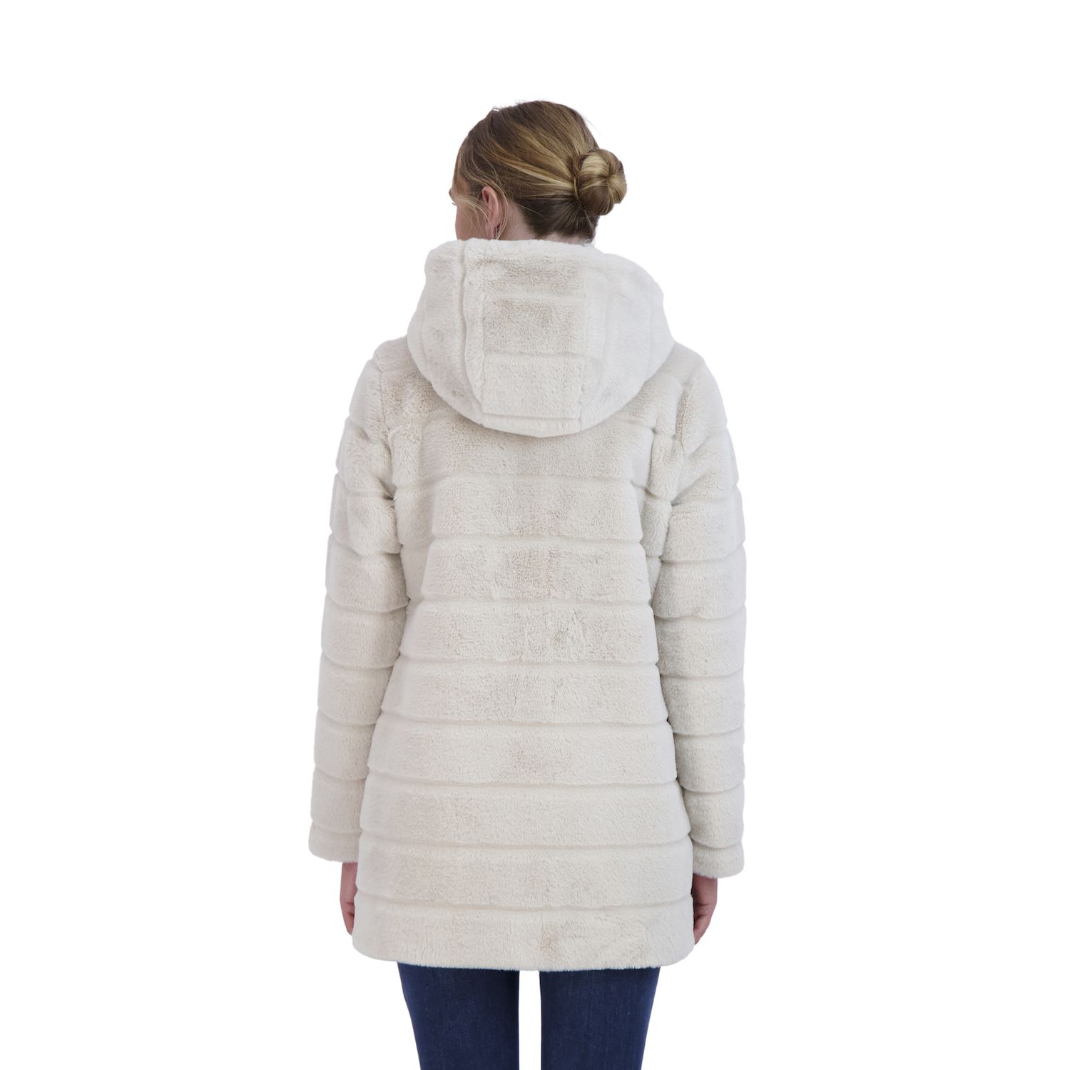 цена Женское двустороннее пальто из искусственного меха с капюшоном Sebby Collection Sebby Collection