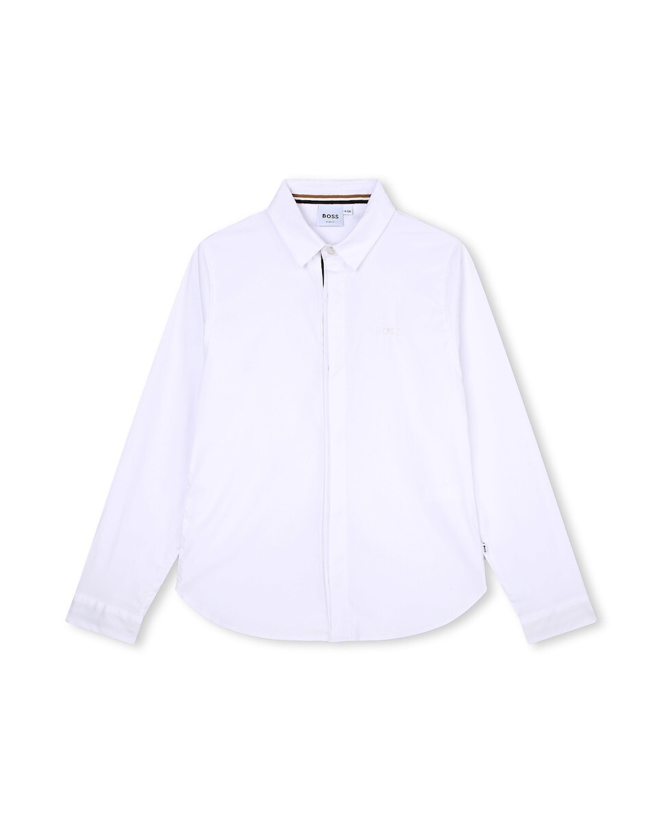 

Приталенная рубашка для мальчика с длинными рукавами BOSS Kidswear, белый