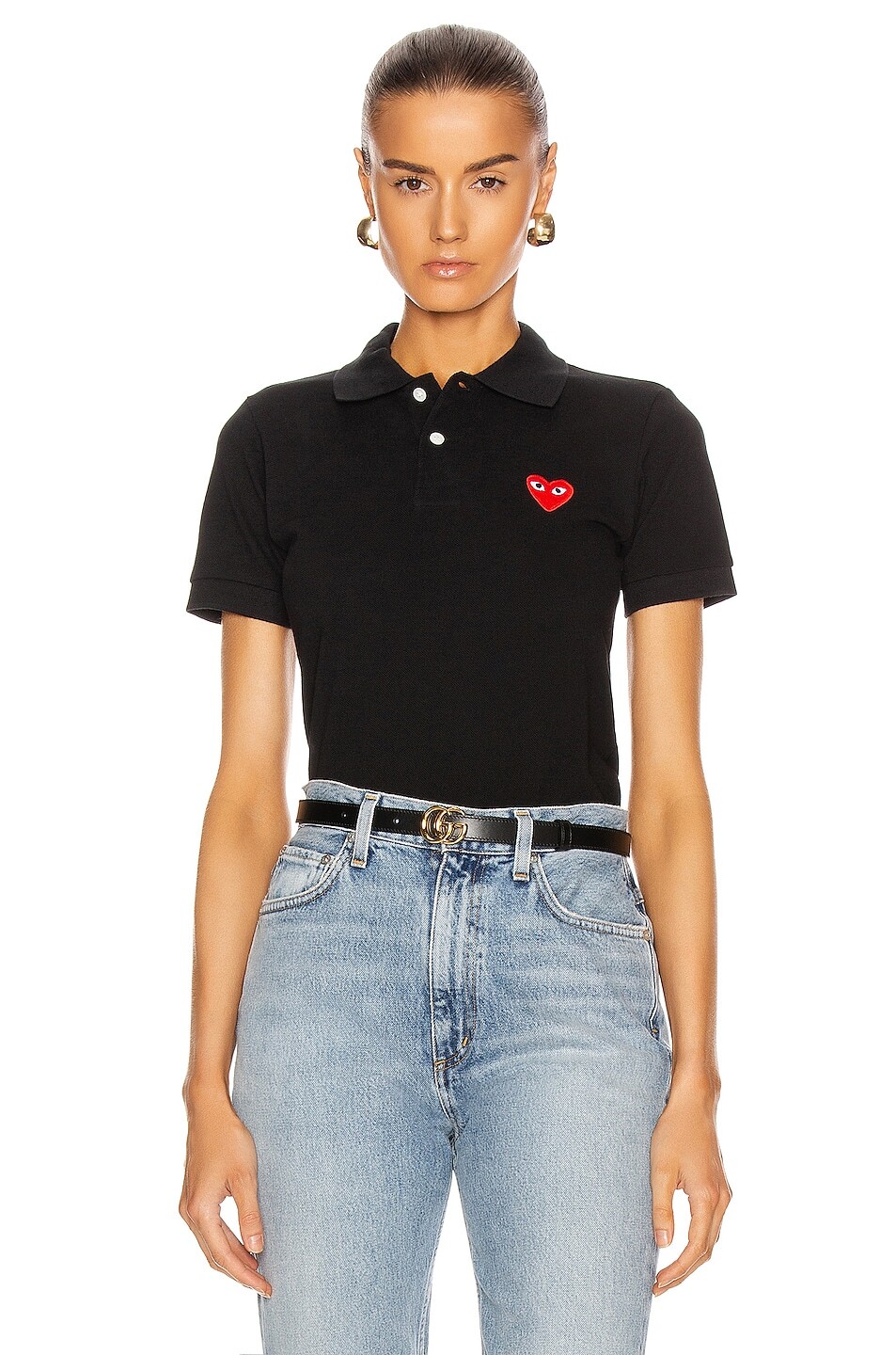 

Поло Comme des Garçons Cotton With Red Emblem, черный