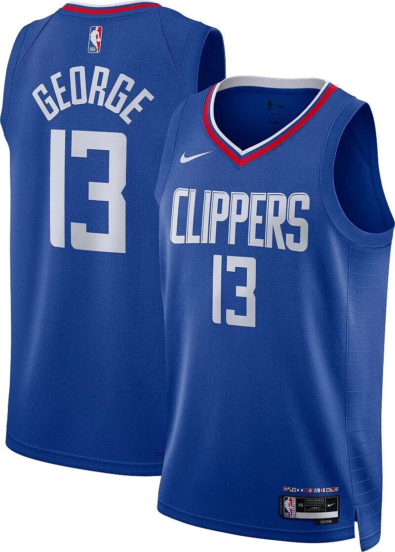 

Мужская синяя майка Nike Los Angeles Clippers Paul George #13 Dri-FIT Swingman