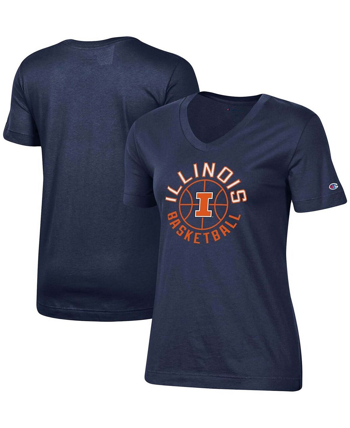 

Женская темно-синяя футболка Illinois Fighting Illini Basketball с v-образным вырезом Champion, темно-синий