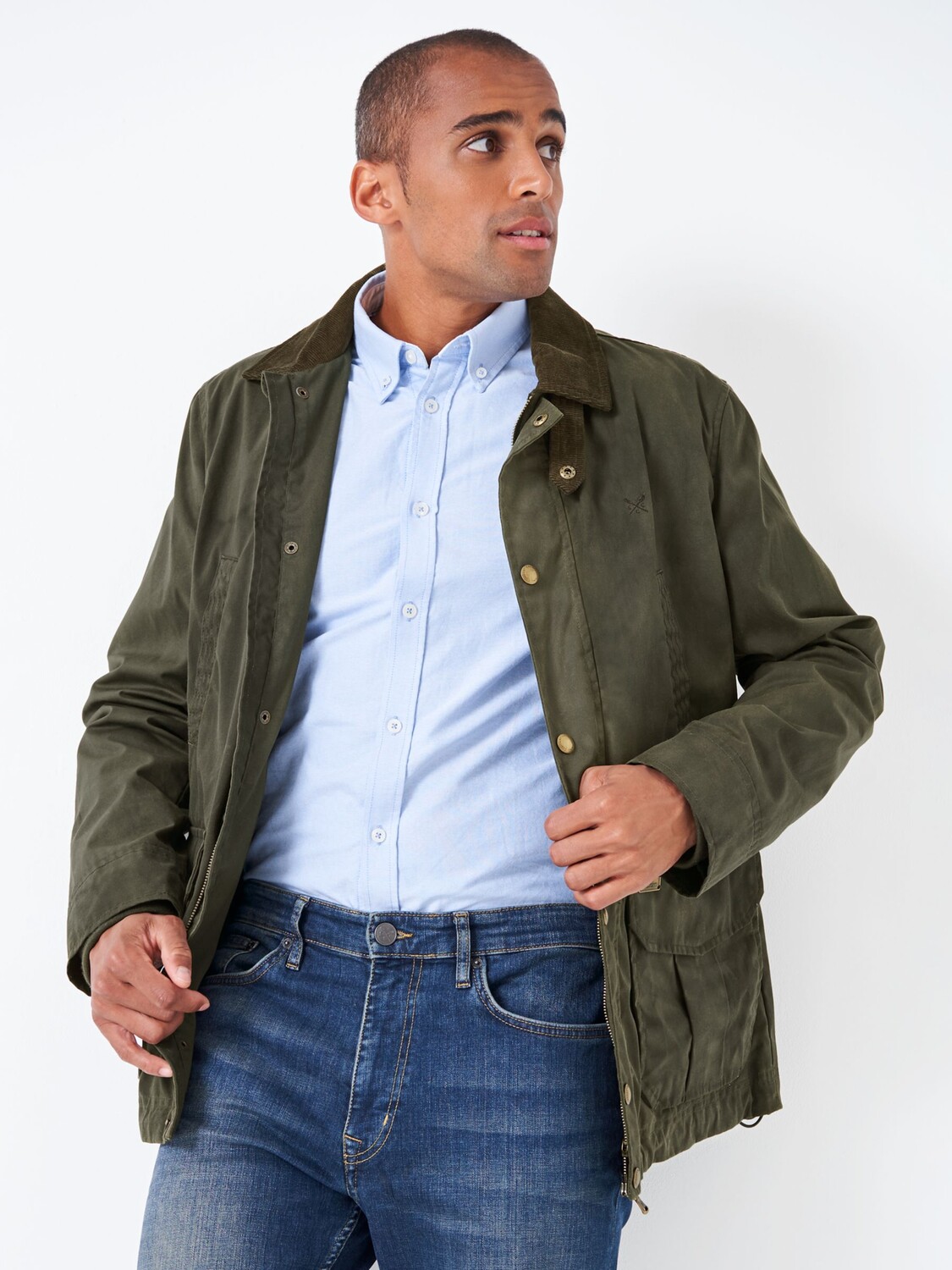 

Классическая восковая куртка Crew Clothing, оливково-зеленый