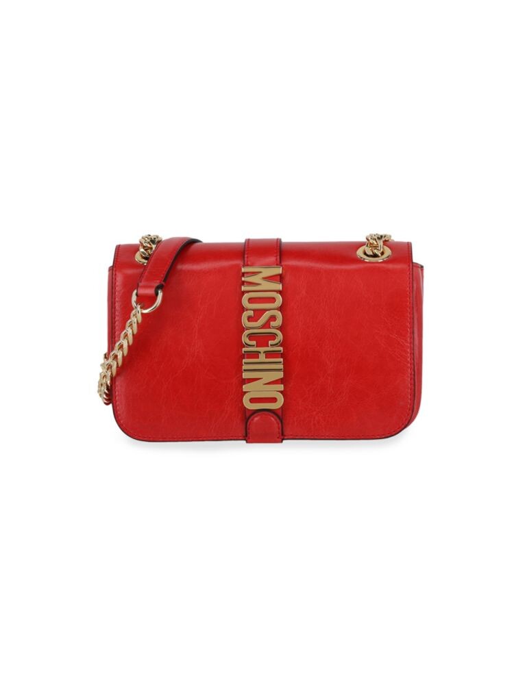 

Кожаная сумка через плечо с логотипом Moschino, красный