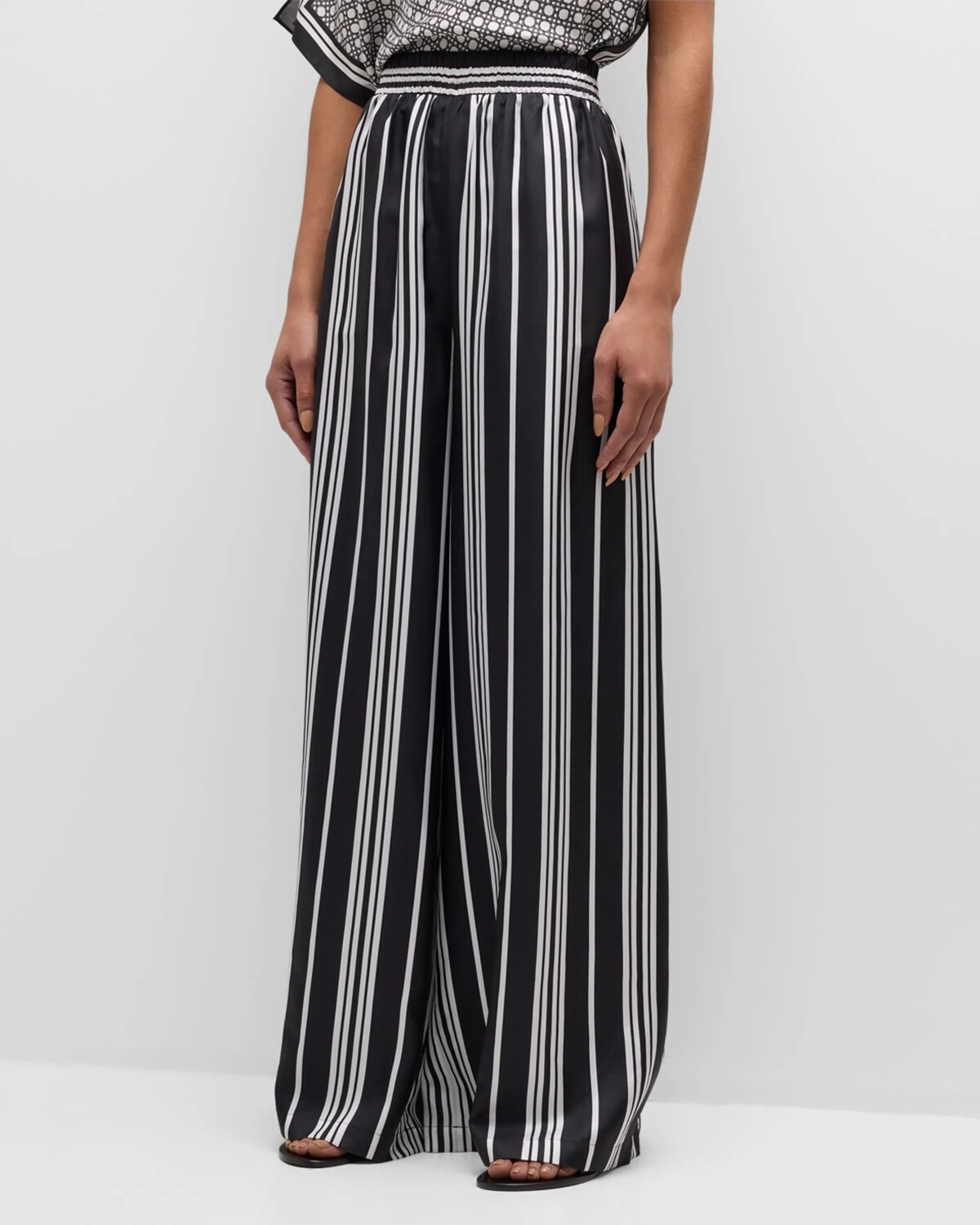 

Широкие брюки в полоску Lillian L'Agence, цвет Blk/White Scarf Stripe