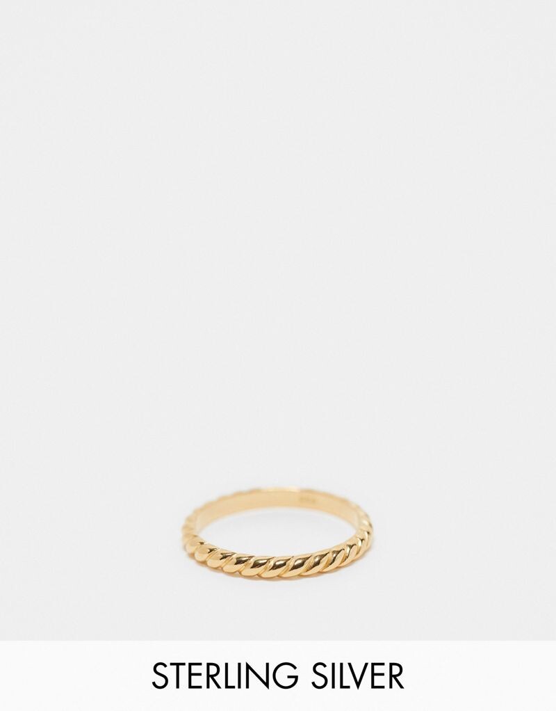

Кольцо ASOS DESIGN с эффектом веревки из стерлингового серебра с позолотой 14 карат