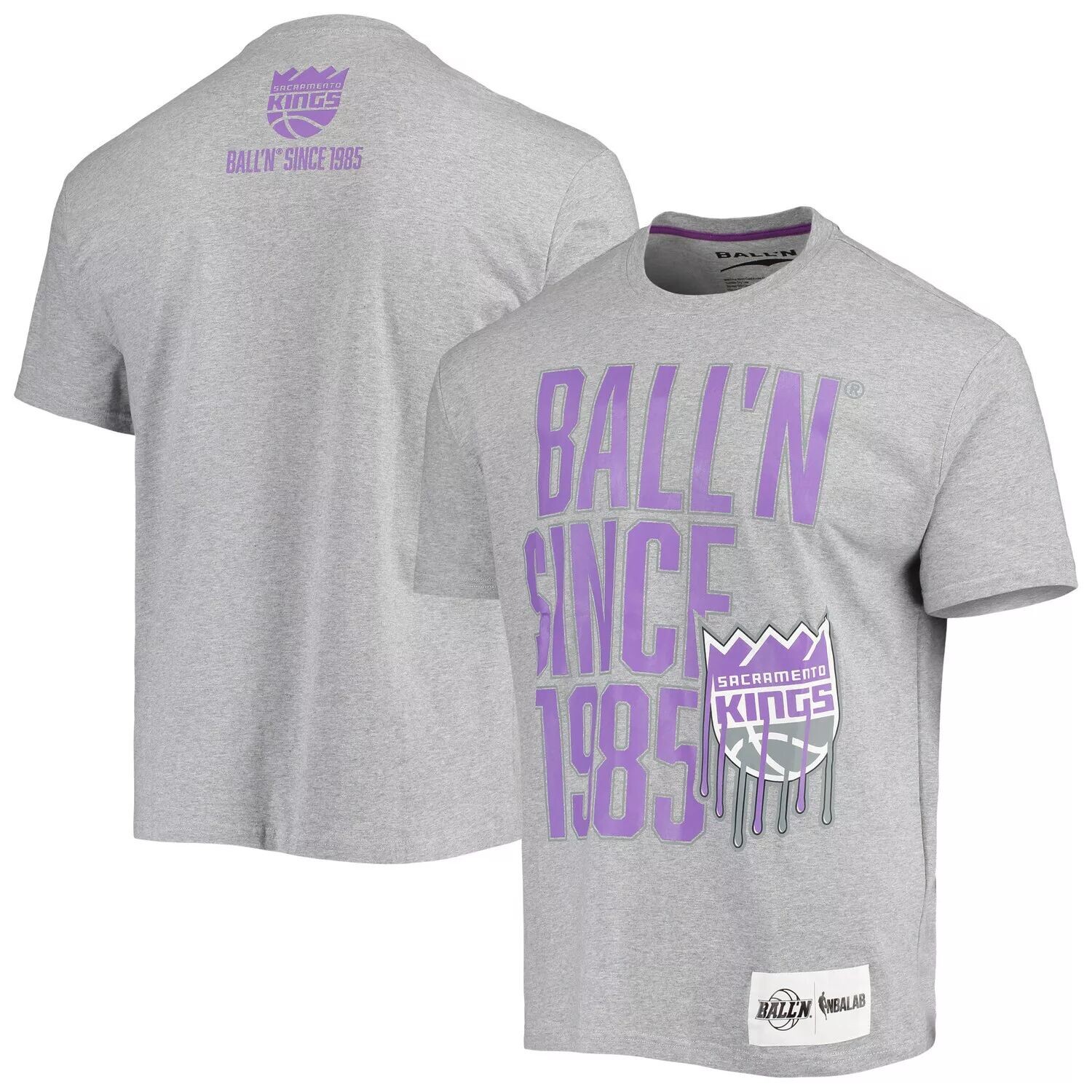 

Мужская футболка BALL'N Heathered Grey Sacramento Kings с 1985 года