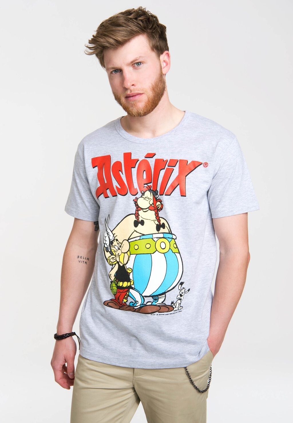 

Футболка с принтом LOGOSHIRT, серый меланж