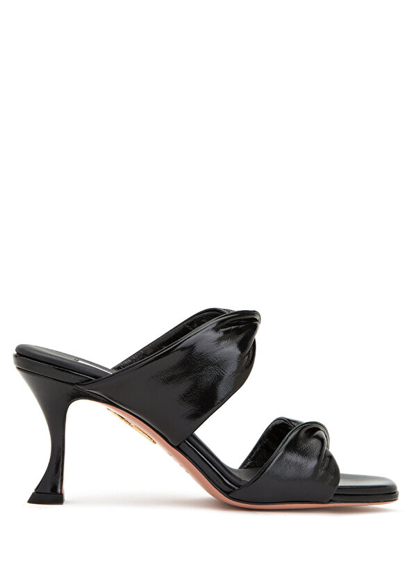 

Черные кожаные тапочки на каблуке twist Aquazzura