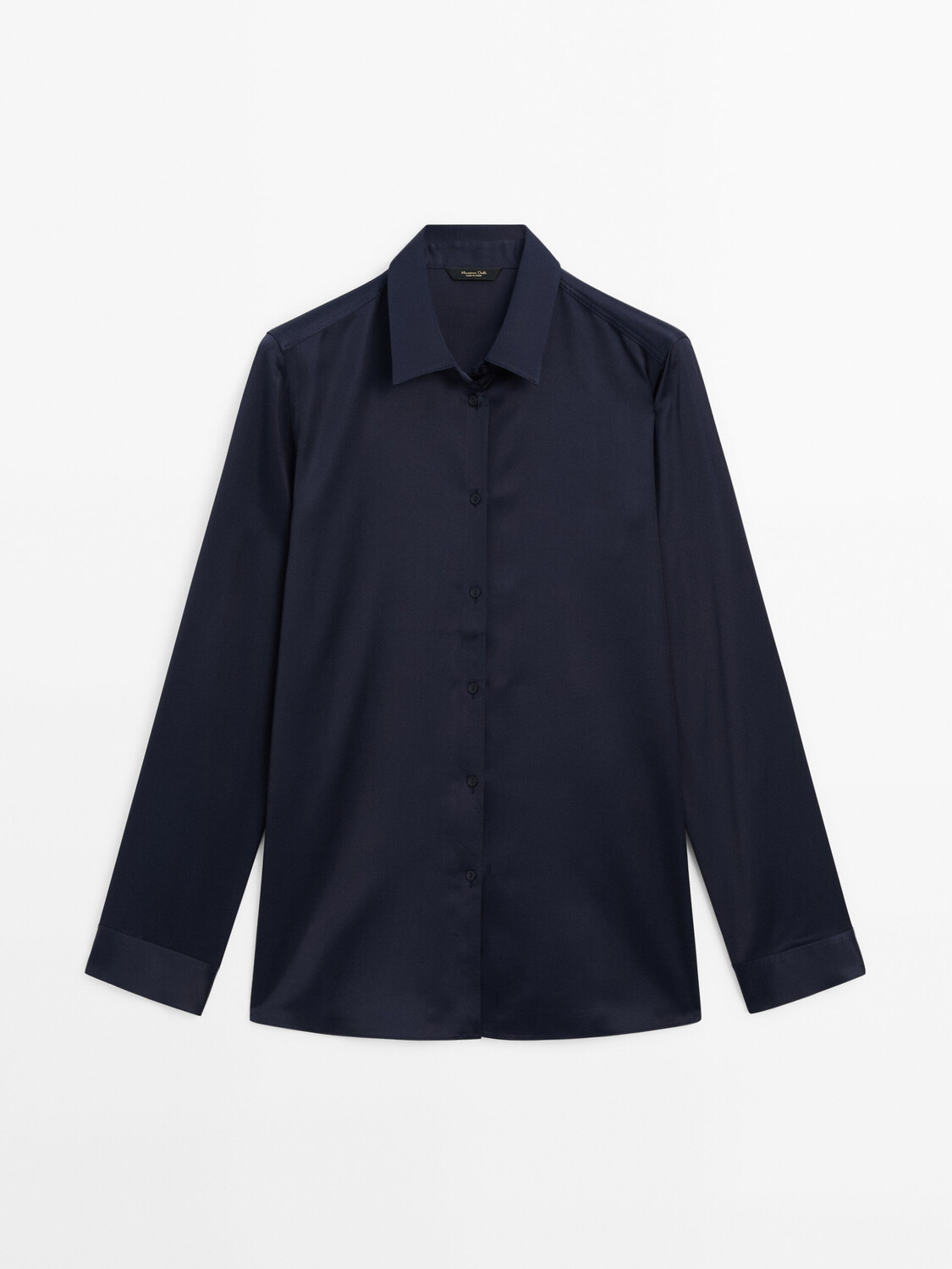 

Однотонная рубашка с длинными рукавами и шлицами Massimo Dutti, синий