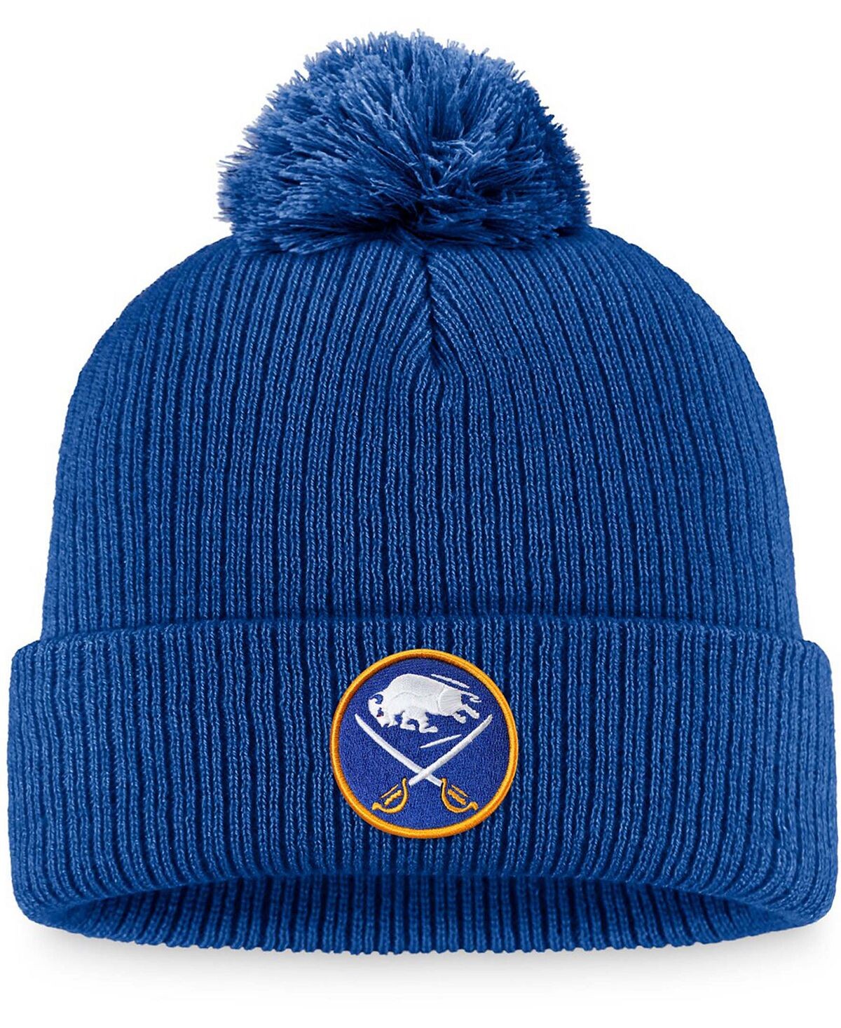 

Мужская вязаная шапка с манжетами и помпоном Royal Buffalo Sabres Core Primary Logo Fanatics