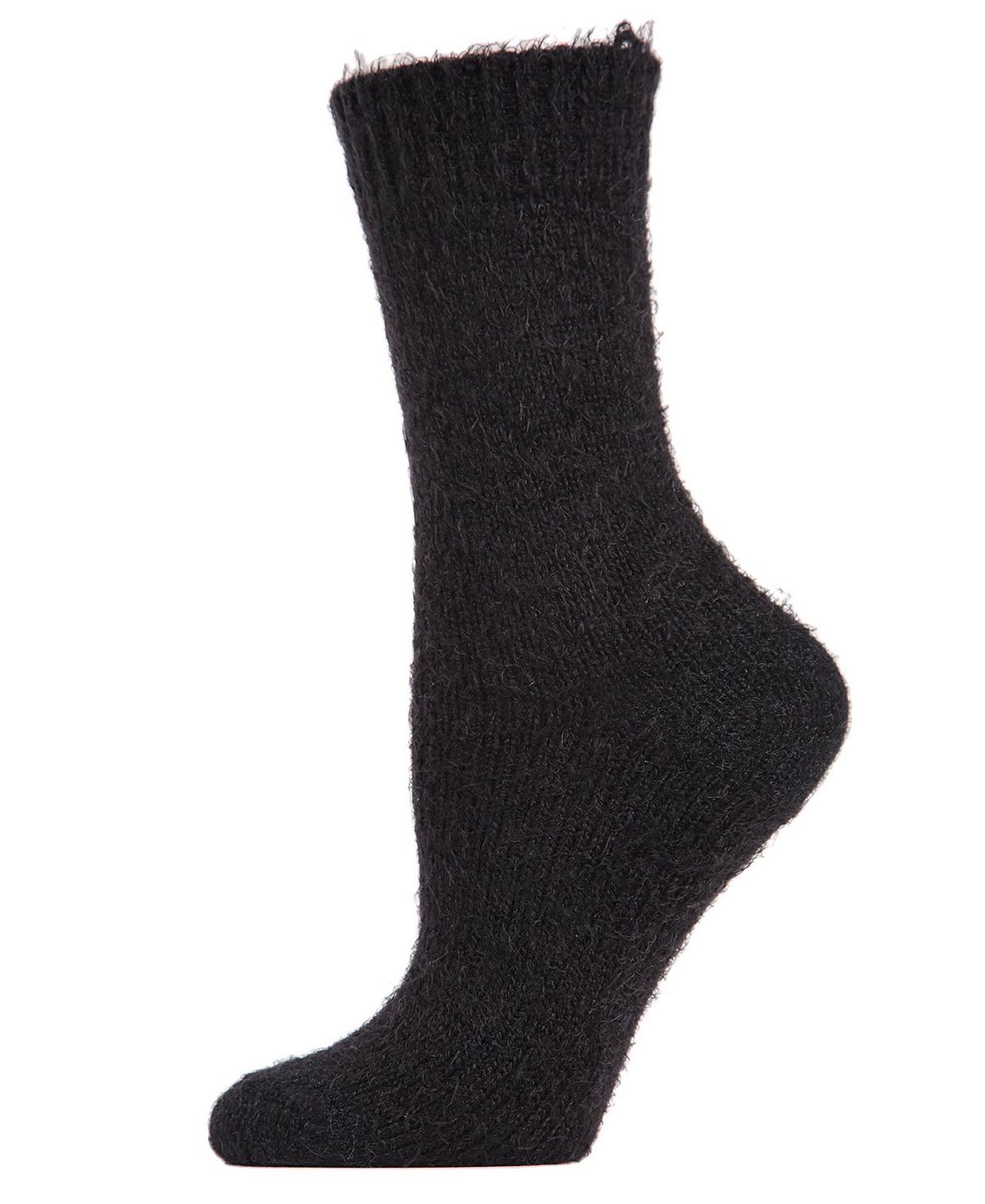 Теплые однотонные плюшевые женские носки для экипажа MeMoi, черный
