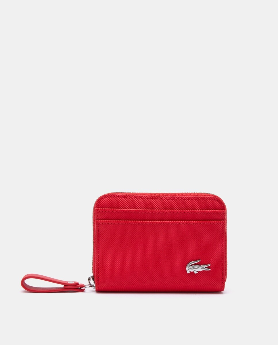 

Маленький красный кошелек с логотипом кокоса и молнией Lacoste, красный