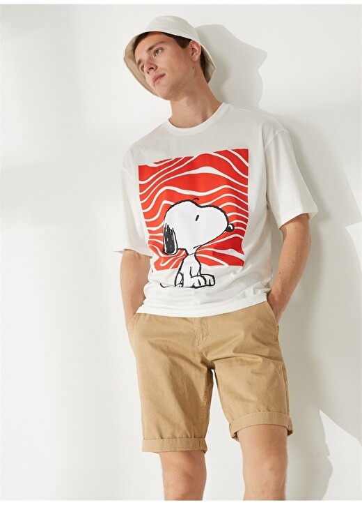 

Белая мужская футболка оверсайз с принтом Snoopy Never Say Never, Белый