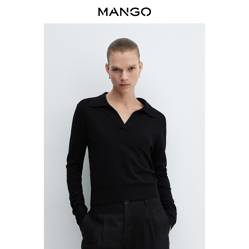 

Женский свитер Mango с v-образным вырезом, черный