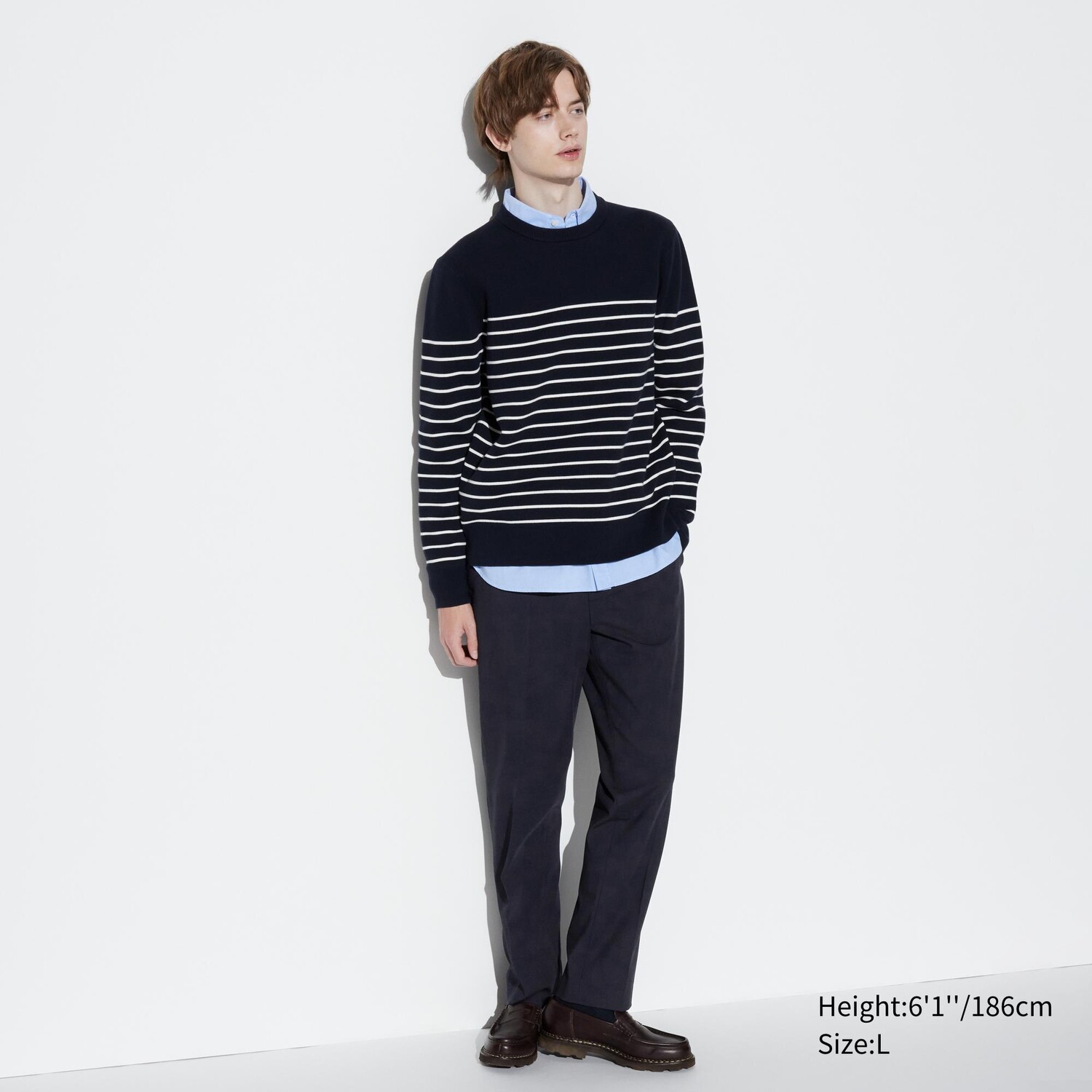 

Брюки UNIQLO Smart с эффектом шерсти удлиненные, темно-синий