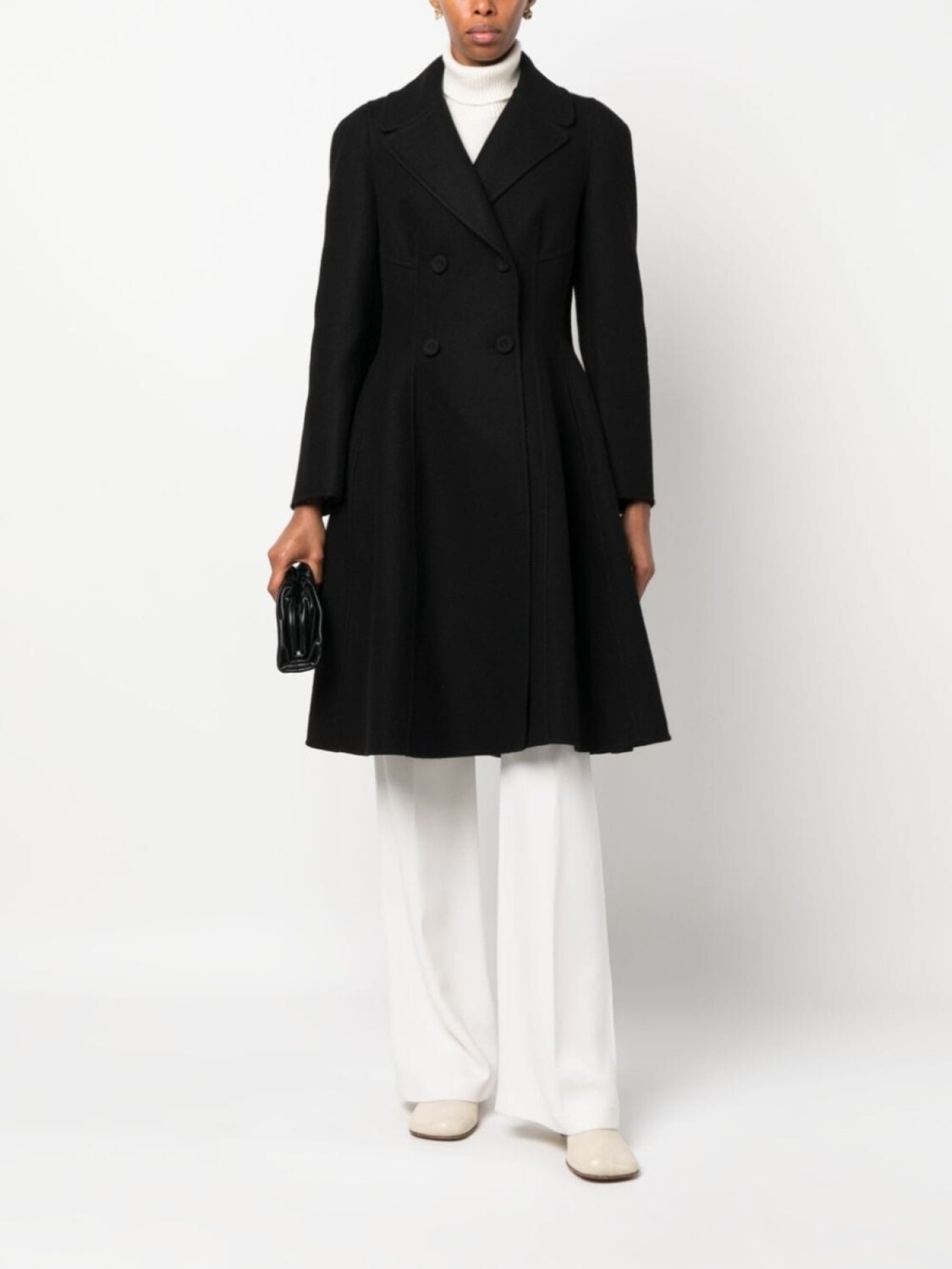 

Ermanno Scervino двубортное шерстяное пальто А-силуэта, черный