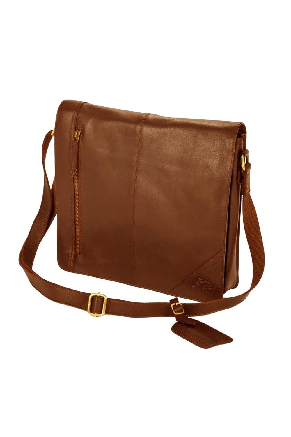 Широкая сумка-мессенджер Eastern Counties Leather, коричневый кожаный рюкзак ross с потертостями eastern counties leather коричневый