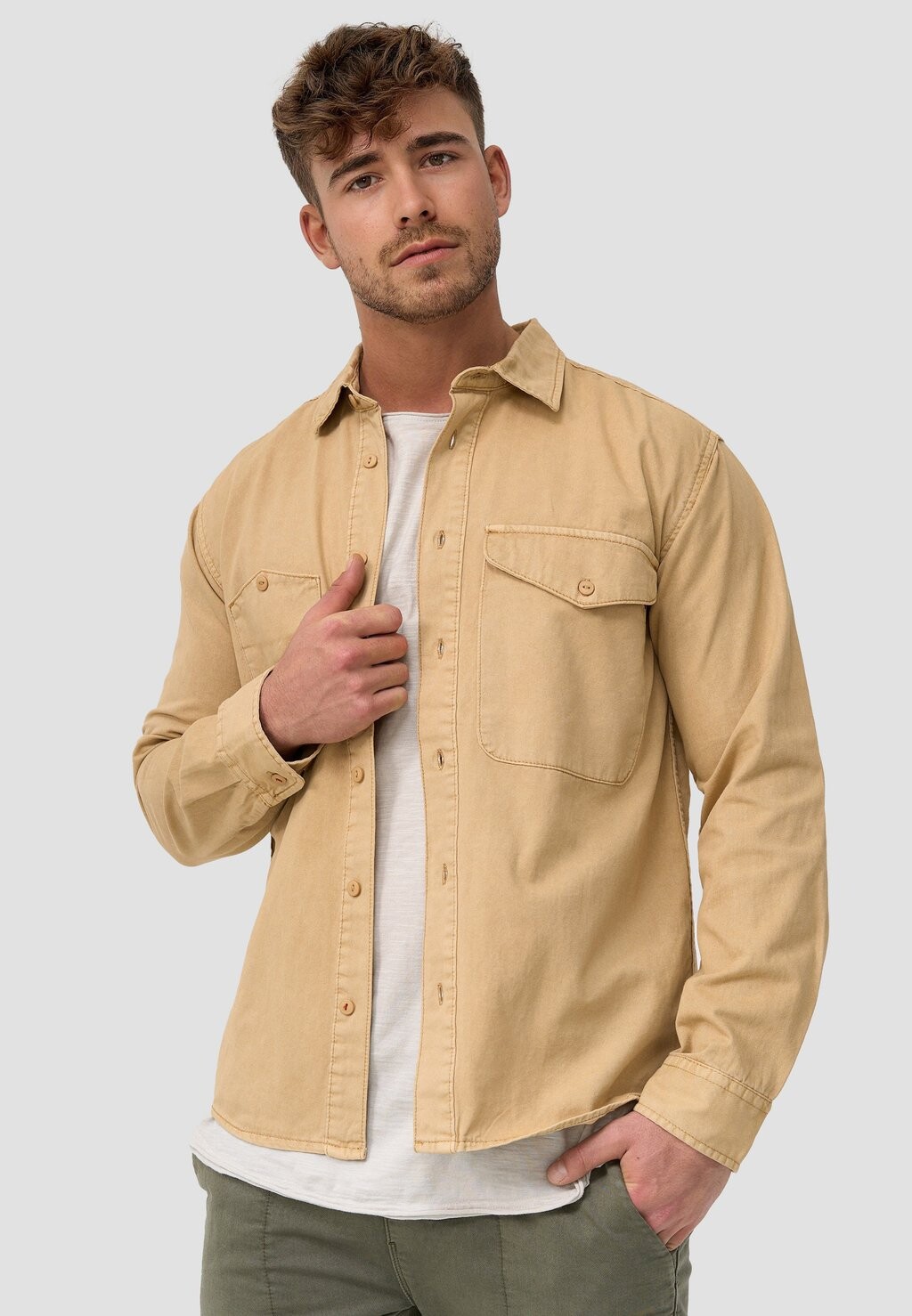 

Рубашка LANGARM INDICODE JEANS, цвет tan