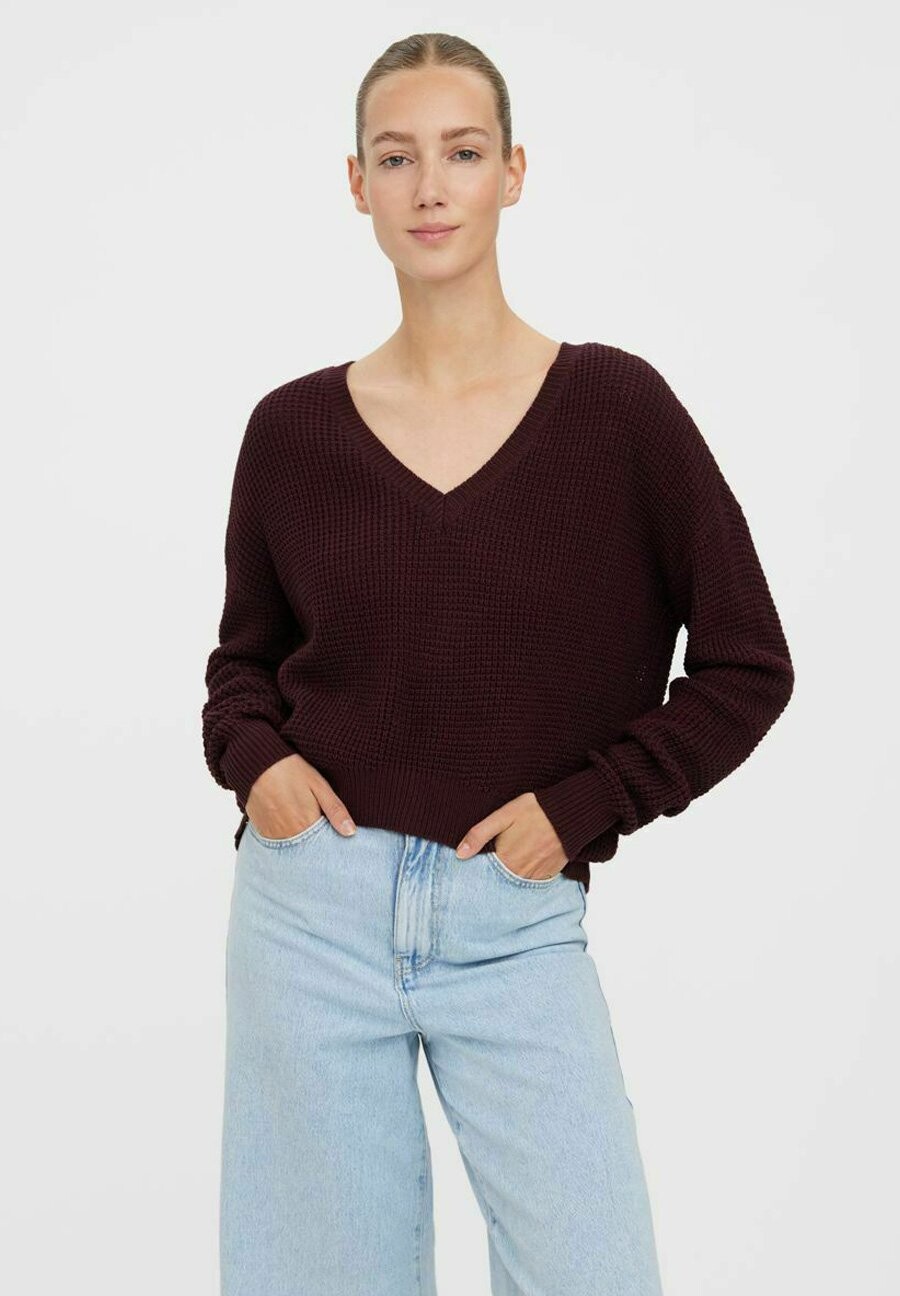 

Свитшот Vero Moda VMLEANNA V NECK, цвет winetasting