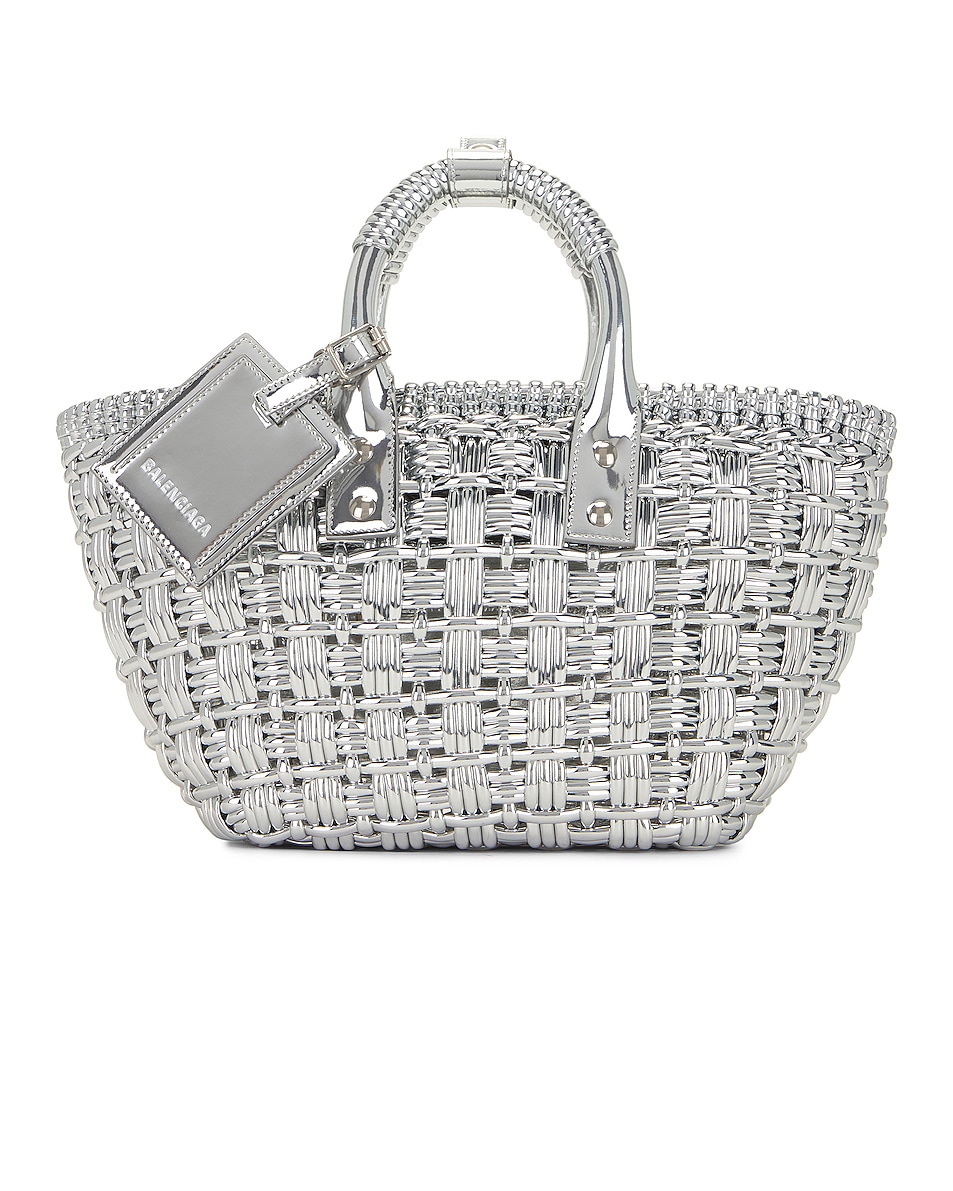 

Сумка-тоут Balenciaga Xs Bistro Basket, серебряный