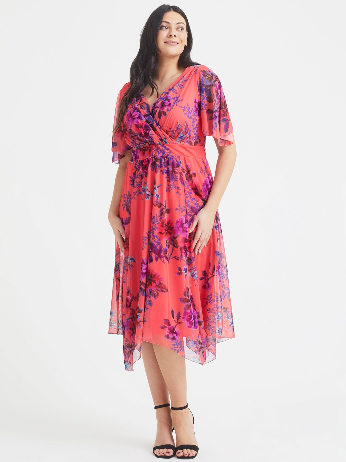 

Платье миди Scarlett & Jo Curve Julie, коралловый/мульти, Красный