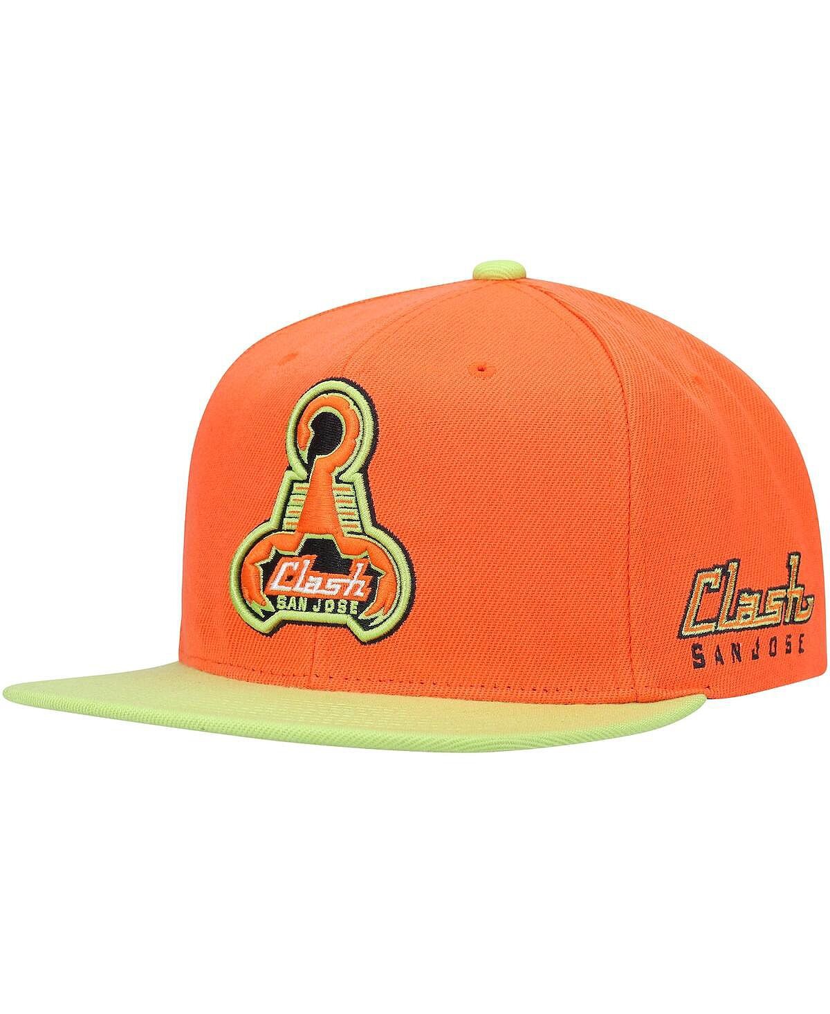 

Мужская оранжевая двухцветная бейсболка Snapback с историческим логотипом San Jose Earthquakes с 1996 года Mitchell & Ness