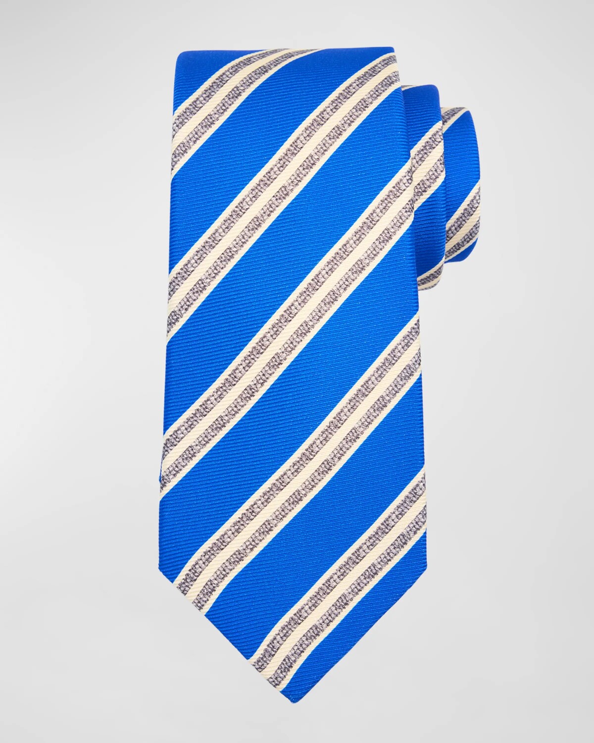 

Мужской шелковый галстук в две полоски Kiton, цвет Blue