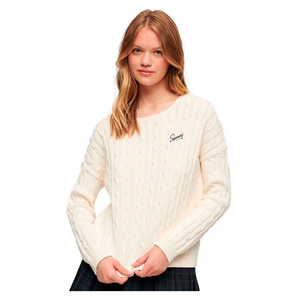 

Свитер Superdry Vintage Dropped Shoulder Cable Long, бежевый