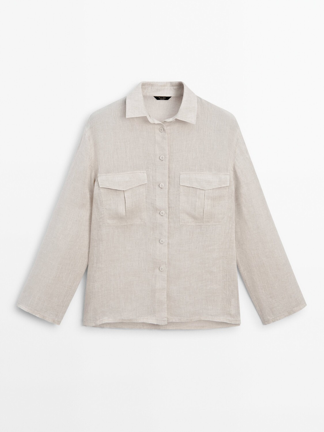 

Рубашка из 100% льна с карманами. Massimo Dutti, бежевый
