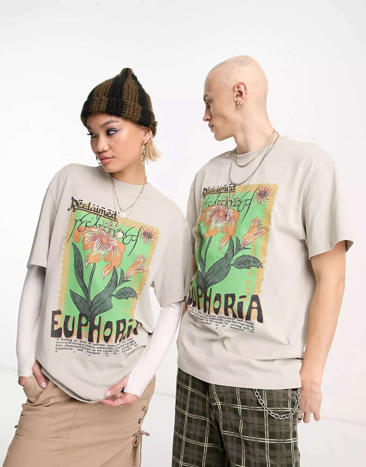 

Футболка унисекс с рисунком euphoria Reclaimed Vintage цвета экрю