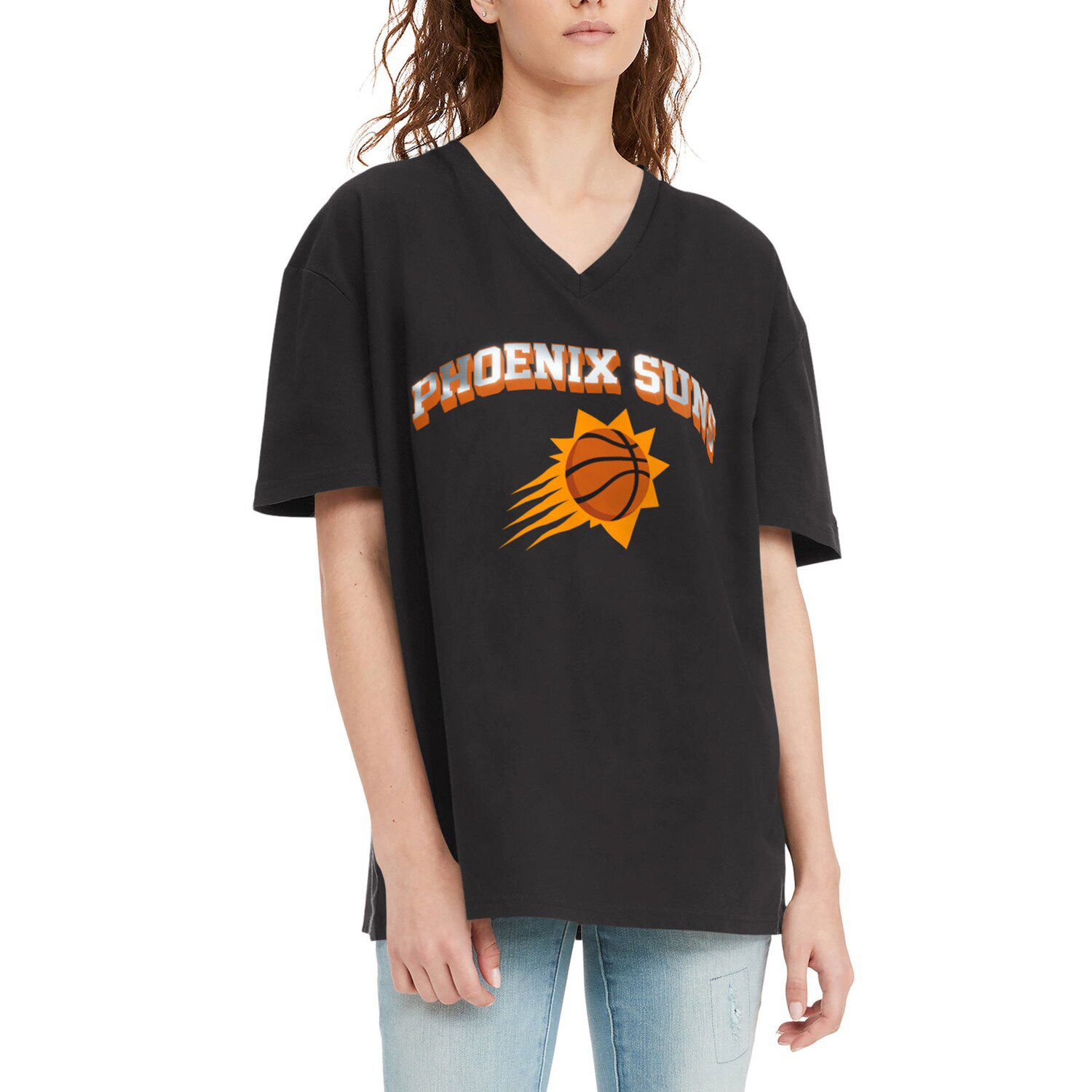 

Женская черная футболка Tommy Jeans Phoenix Suns Ashley с v-образным вырезом, Черный