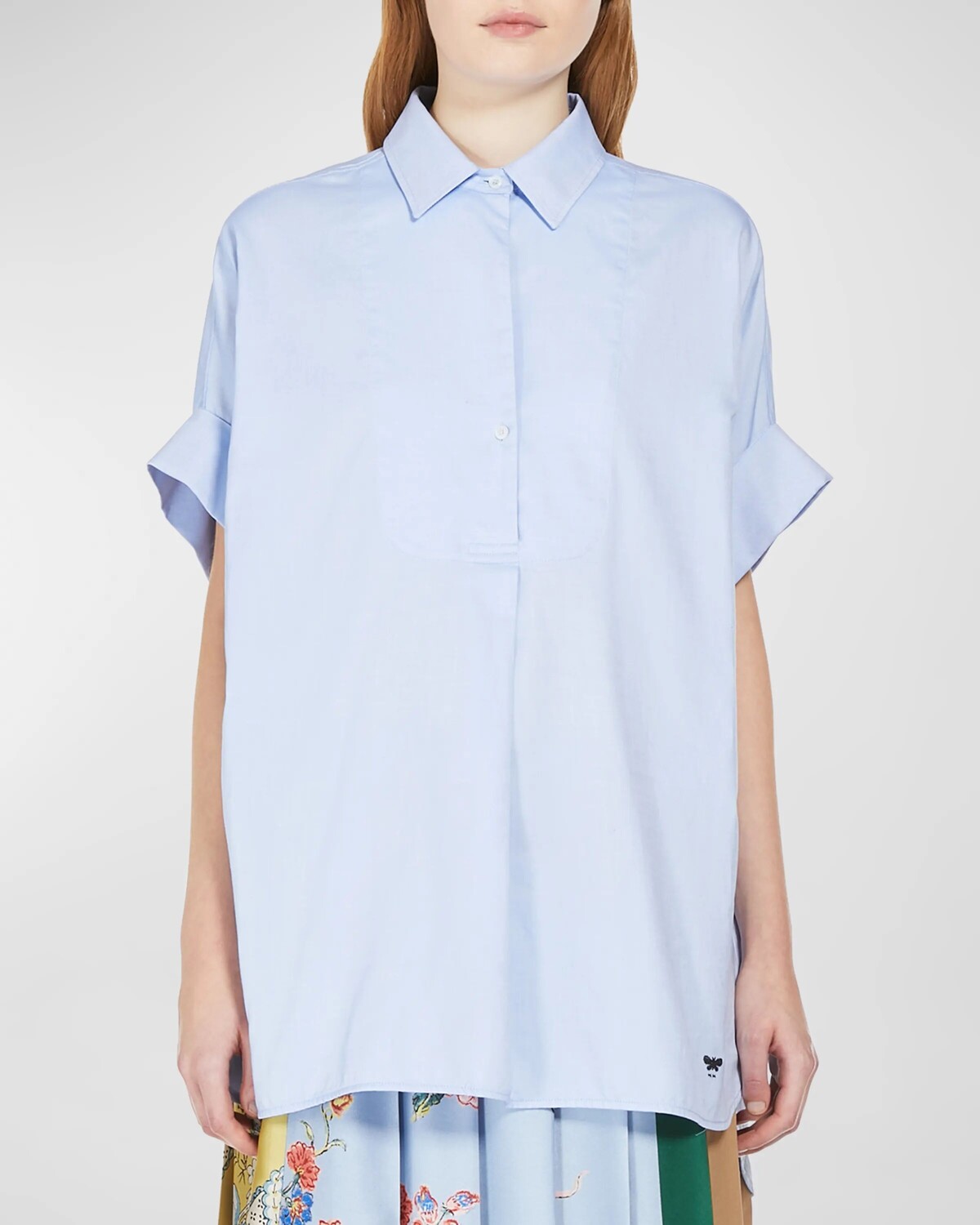 

Хлопковая рубашка Brema с короткими рукавами Weekend Max Mara, цвет Light Blue