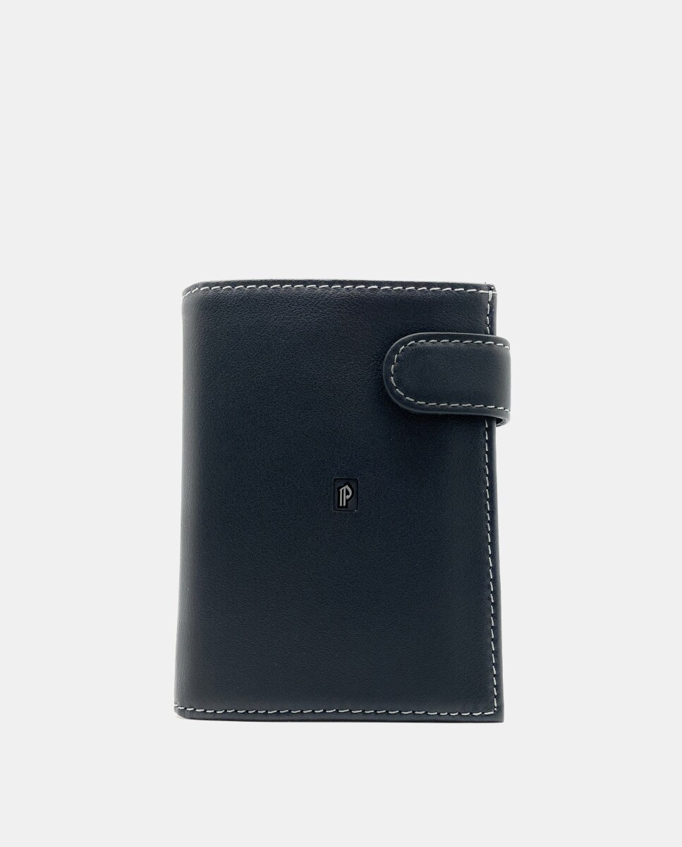 Черный кошелек с внутренней сумочкой и кожаным язычком снаружи Pielnoble, черный черный кожаный кошелек с внутренней сумочкой pielnoble черный