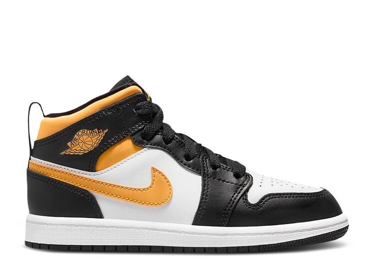 

Кроссовки AIR JORDAN 1 MID PS 'BLACK UNIVERSITY GOLD', белый