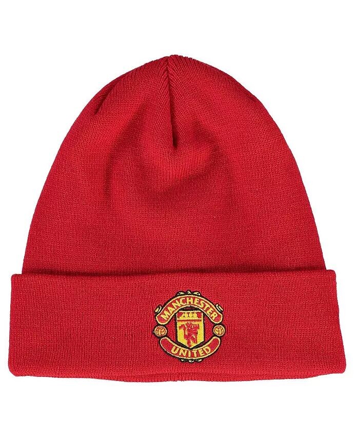 

Мужская и женская красная базовая вязаная шапка Manchester United с манжетами New Era, красный