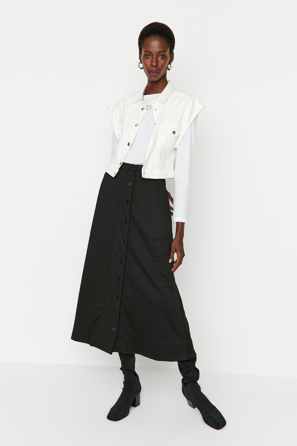 

Юбка - Черный - Макси Trendyol Modest, черный