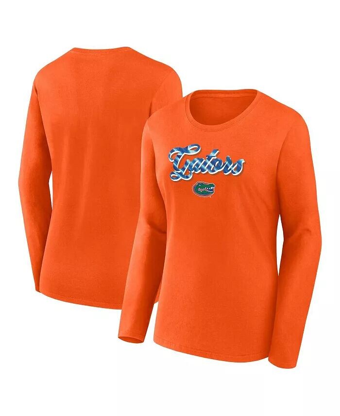 

Оранжевая женская футболка с длинным рукавом и надписью Florida Gators Double Team Fanatics, оранжевый