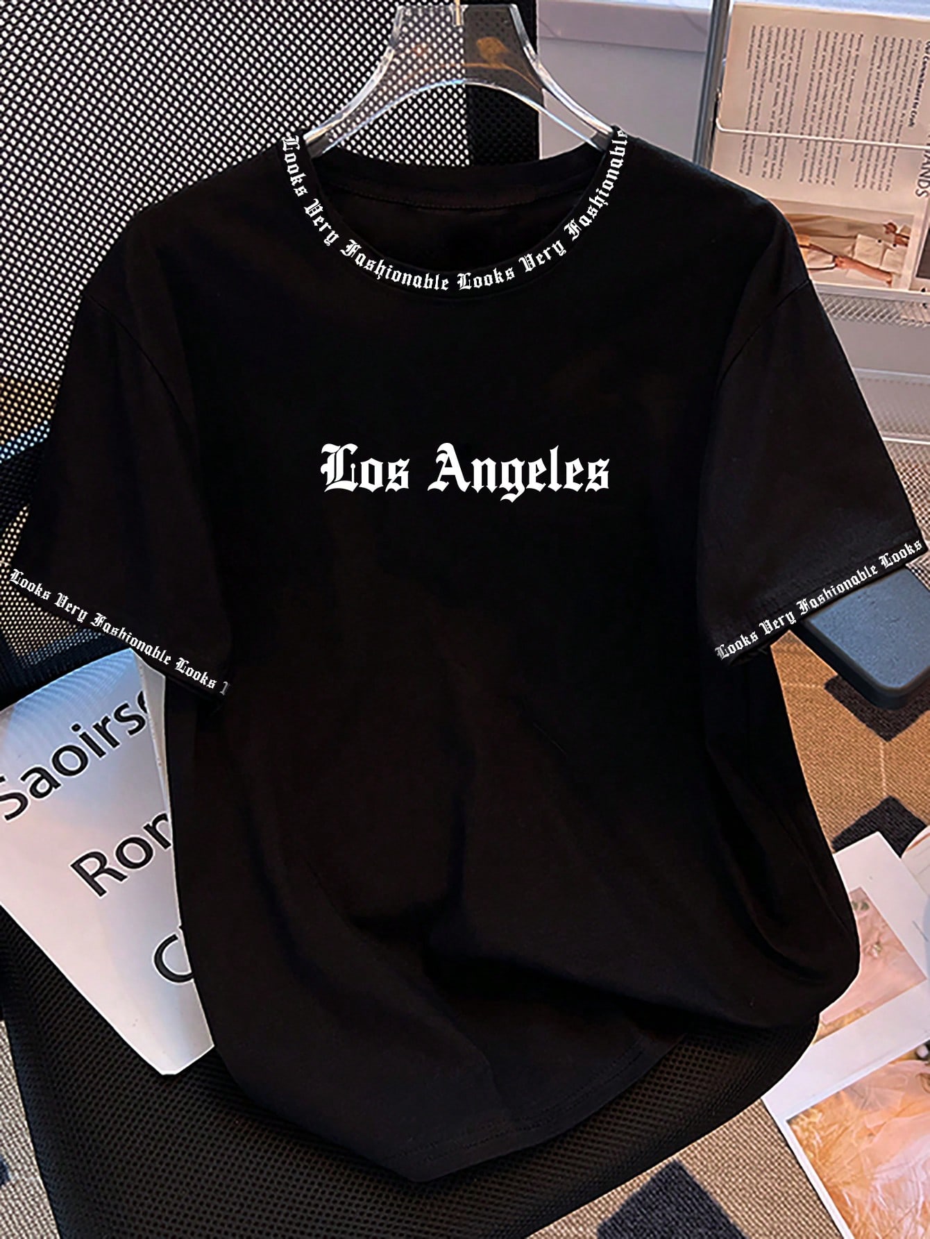 Мужская футболка с круглым вырезом и короткими рукавами Manfinity EMRG с принтом алфавита, черный футболка мужская с контрастной отделкой madison 170 оранжевый белый размер xl