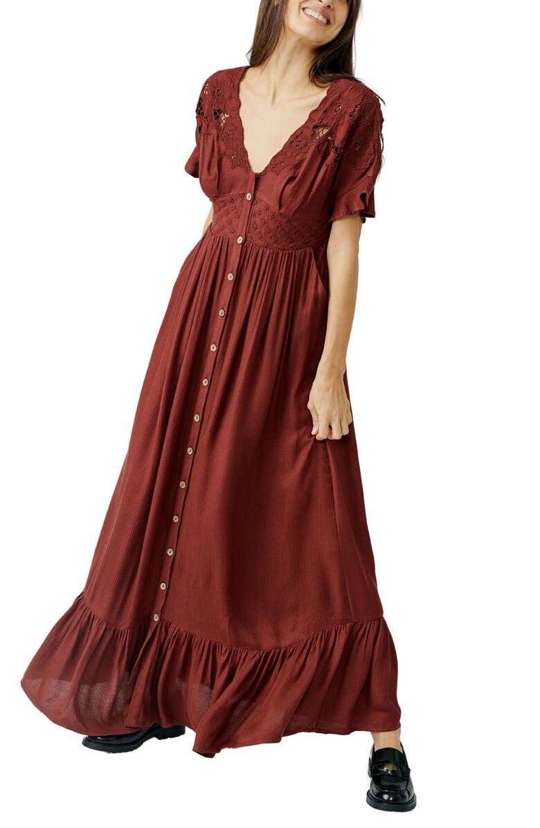 

Кружевное платье с украшением Colette FREE PEOPLE, коричный
